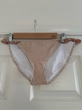 Striped Brown Tie-Side Bikini Bottom